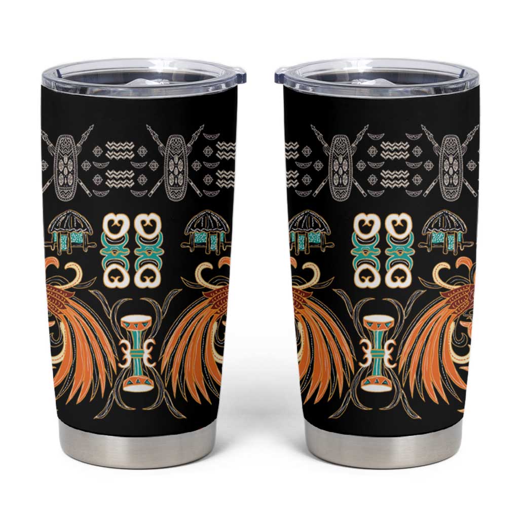 Black Batik Papua-inspired Pattern Tumbler Cup - Polynesian Pride