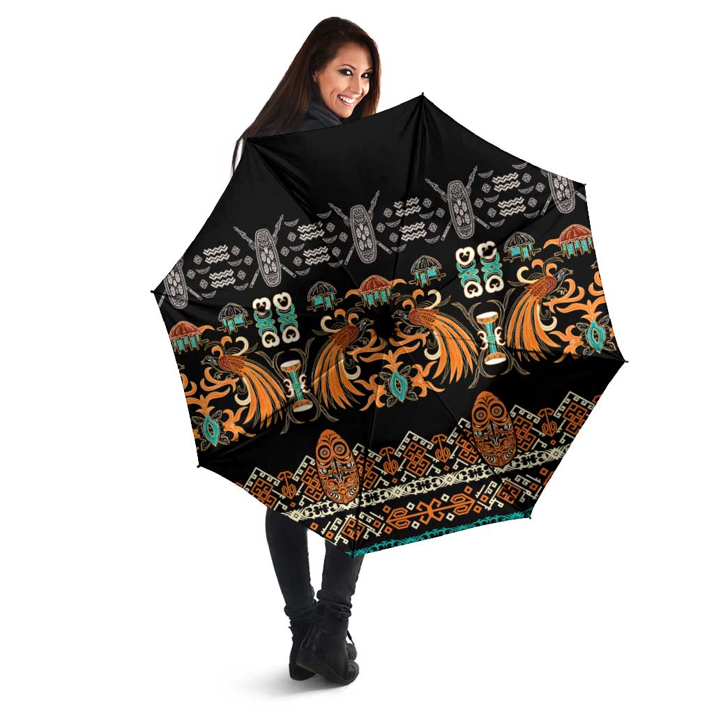 Black Batik Papua-inspired Pattern Umbrella - Polynesian Pride