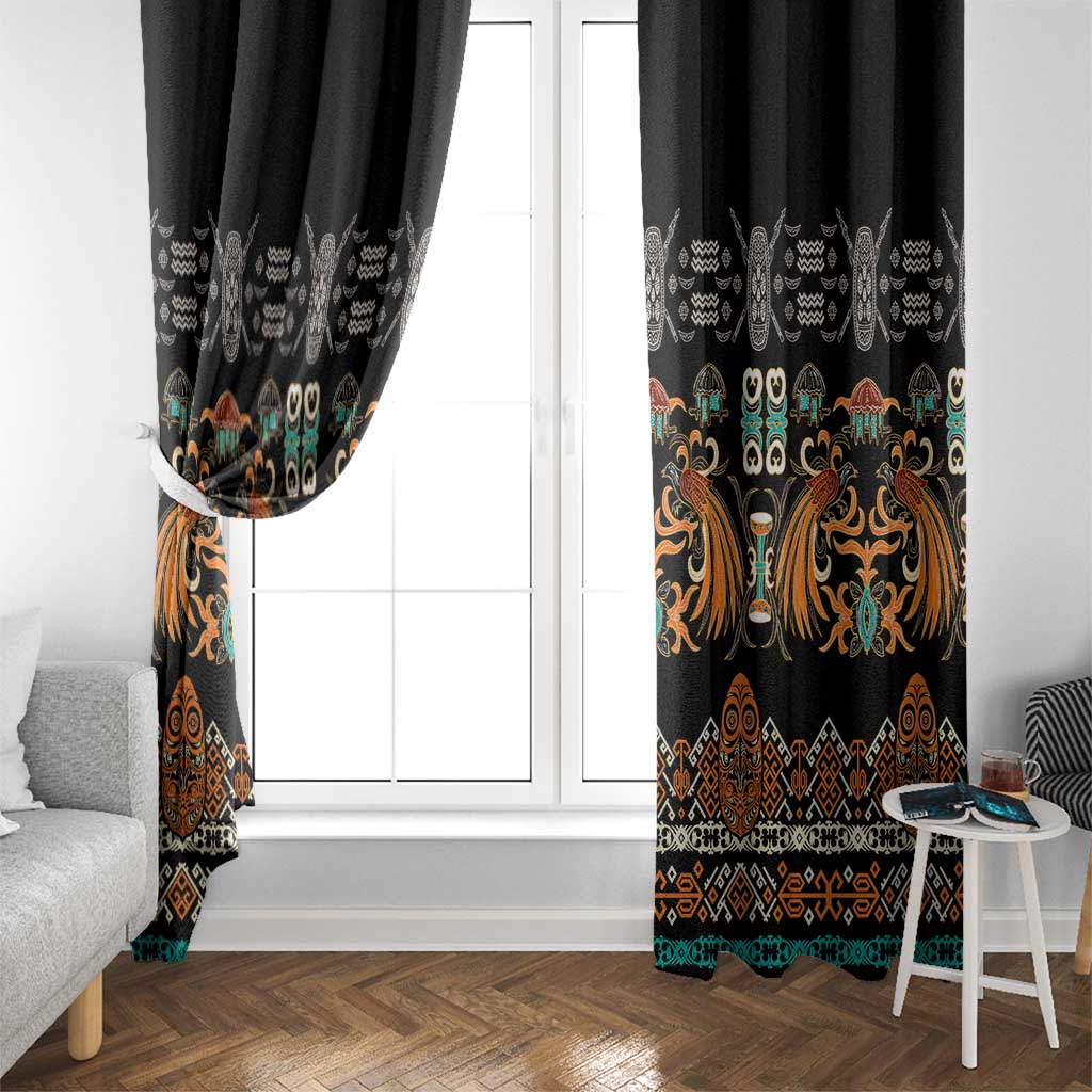 Black Batik Papua-inspired Pattern Window Curtain - Polynesian Pride