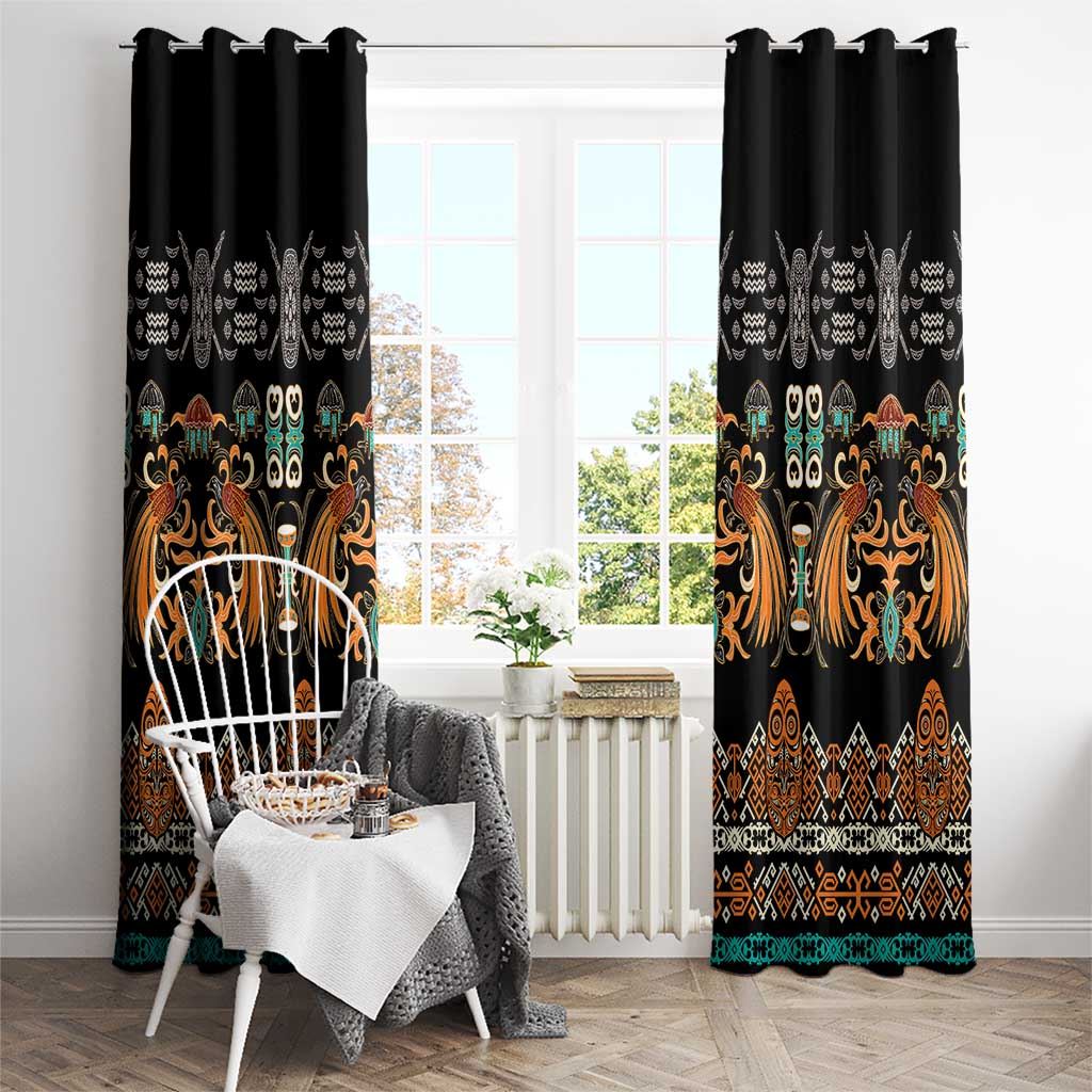 Black Batik Papua-inspired Pattern Window Curtain - Polynesian Pride