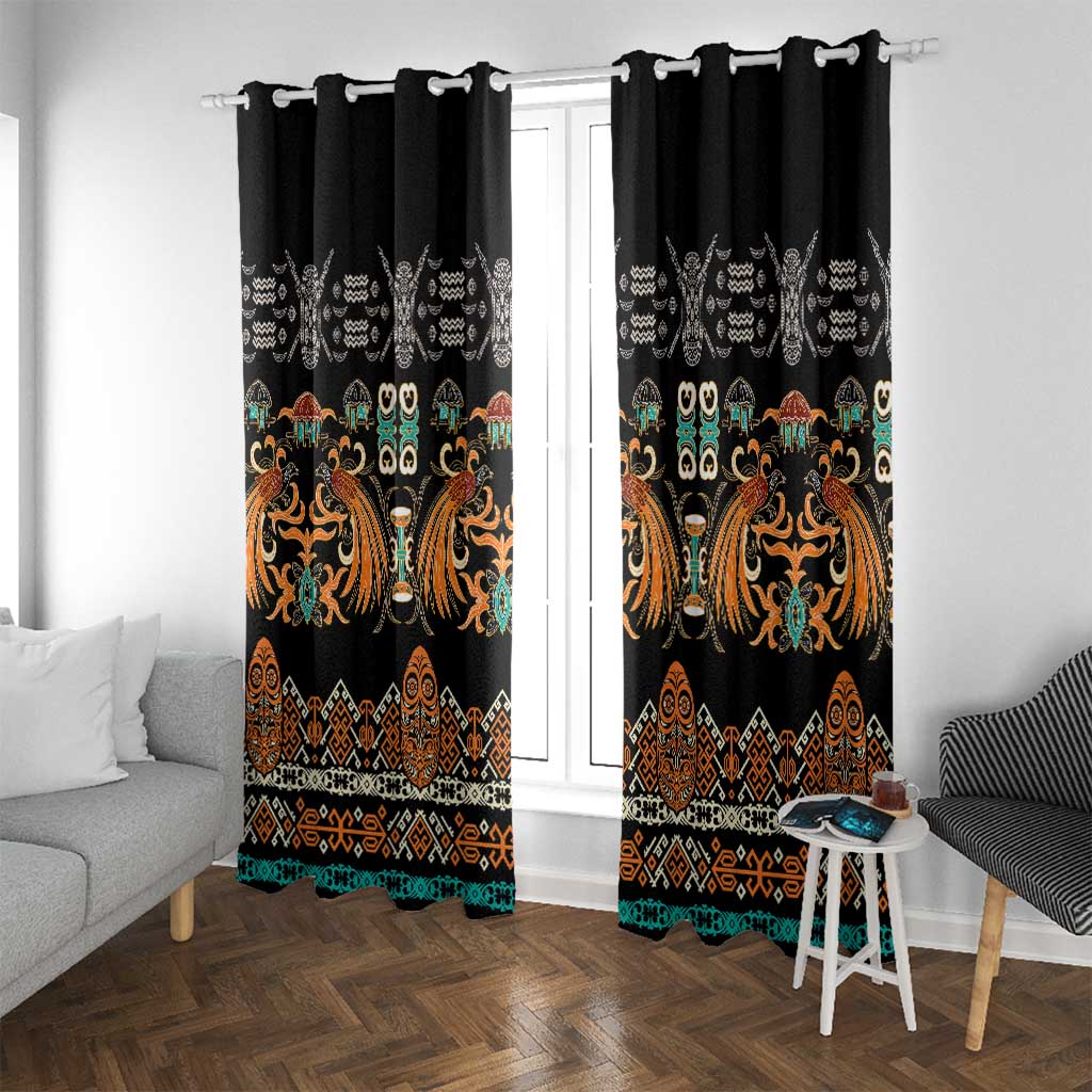 Black Batik Papua-inspired Pattern Window Curtain - Polynesian Pride