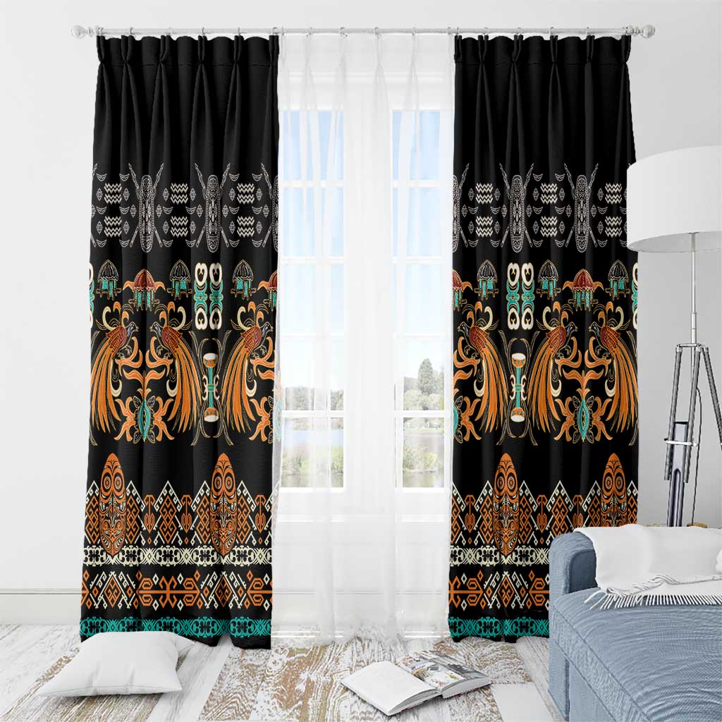 Black Batik Papua-inspired Pattern Window Curtain - Polynesian Pride