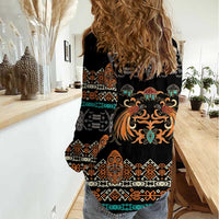 Black Batik Papua-inspired Pattern Women Casual Shirt - Polynesian Pride