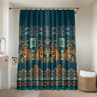 Dark Cyan Blue Batik Papua-inspired Pattern Bathroom Set - Polynesian Pride