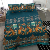 Dark Cyan Blue Batik Papua-inspired Pattern Bedding Set - Polynesian Pride