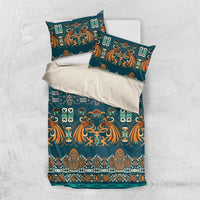 Dark Cyan Blue Batik Papua-inspired Pattern Bedding Set - Polynesian Pride