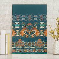 Dark Cyan Blue Batik Papua-inspired Pattern Canvas Wall Art - Polynesian Pride