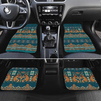 Dark Cyan Blue Batik Papua-inspired Pattern Car Mats - Polynesian Pride
