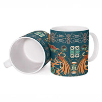 Dark Cyan Blue Batik Papua-inspired Pattern Ceramic Mug - Polynesian Pride