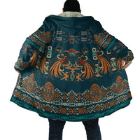 Dark Cyan Blue Batik Papua-inspired Pattern Cloak - Polynesian Pride