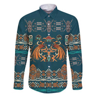 Dark Cyan Blue Batik Papua-inspired Pattern Family Matching Off Shoulder Short Dress and Hawaiian Shirt - Polynesian Pride