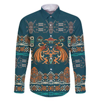 Dark Cyan Blue Batik Papua-inspired Pattern Family Matching Puletasi and Hawaiian Shirt - Polynesian Pride