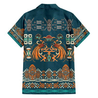 Dark Cyan Blue Batik Papua-inspired Pattern Family Matching Short Sleeve Bodycon Dress and Hawaiian Shirt - Polynesian Pride