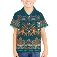 Dark Cyan Blue Batik Papua-inspired Pattern Hawaiian Shirt - Polynesian Pride