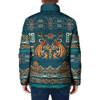 Dark Cyan Blue Batik Papua-inspired Pattern Padded Jacket - Polynesian Pride
