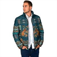 Dark Cyan Blue Batik Papua-inspired Pattern Padded Jacket - Polynesian Pride