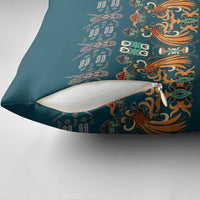 Dark Cyan Blue Batik Papua-inspired Pattern Pillow Cover - Polynesian Pride