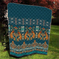 Dark Cyan Blue Batik Papua-inspired Pattern Quilt - Polynesian Pride