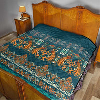 Dark Cyan Blue Batik Papua-inspired Pattern Quilt - Polynesian Pride