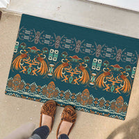Dark Cyan Blue Batik Papua-inspired Pattern Rubber Doormat - Polynesian Pride