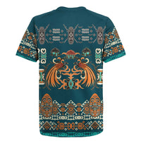 Dark Cyan Blue Batik Papua-inspired Pattern Rugby Jersey - Polynesian Pride