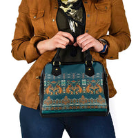 Dark Cyan Blue Batik Papua-inspired Pattern Shoulder Handbag - Polynesian Pride