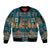 Dark Cyan Blue Batik Papua-inspired Pattern Sleeve Zip Bomber Jacket - Polynesian Pride