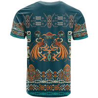 Dark Cyan Blue Batik Papua-inspired Pattern T Shirt - Polynesian Pride