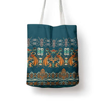 Dark Cyan Blue Batik Papua-inspired Pattern Tote Bag - Polynesian Pride