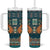 Dark Cyan Blue Batik Papua-inspired Pattern Tumbler With Handle - Polynesian Pride