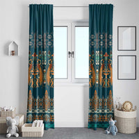 Dark Cyan Blue Batik Papua-inspired Pattern Window Curtain - Polynesian Pride