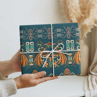 Dark Cyan Blue Batik Papua-inspired Pattern Wrapping Paper - Polynesian Pride