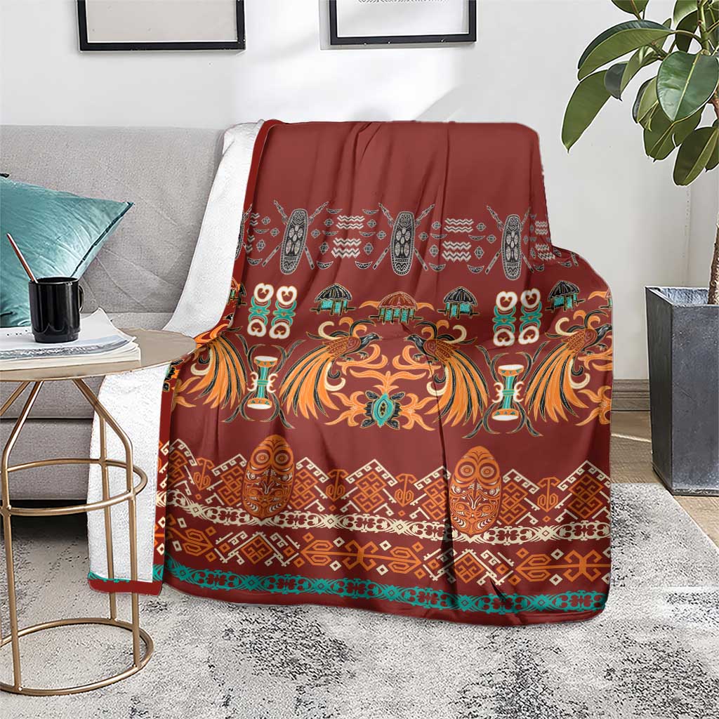 Oxblood Batik Papua-inspired Pattern Blanket - Polynesian Pride