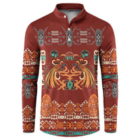Oxblood Batik Papua-inspired Pattern Button Sweatshirt - Polynesian Pride