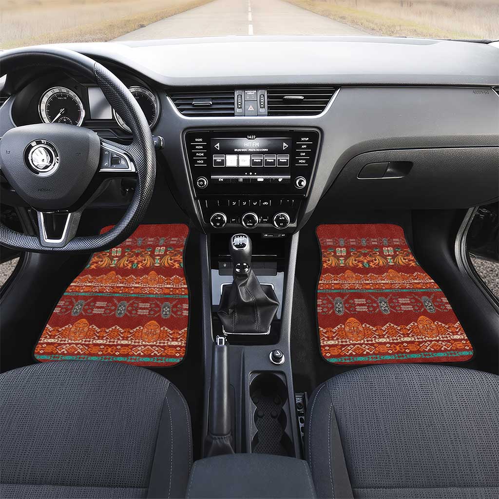 Oxblood Batik Papua-inspired Pattern Car Mats - Polynesian Pride