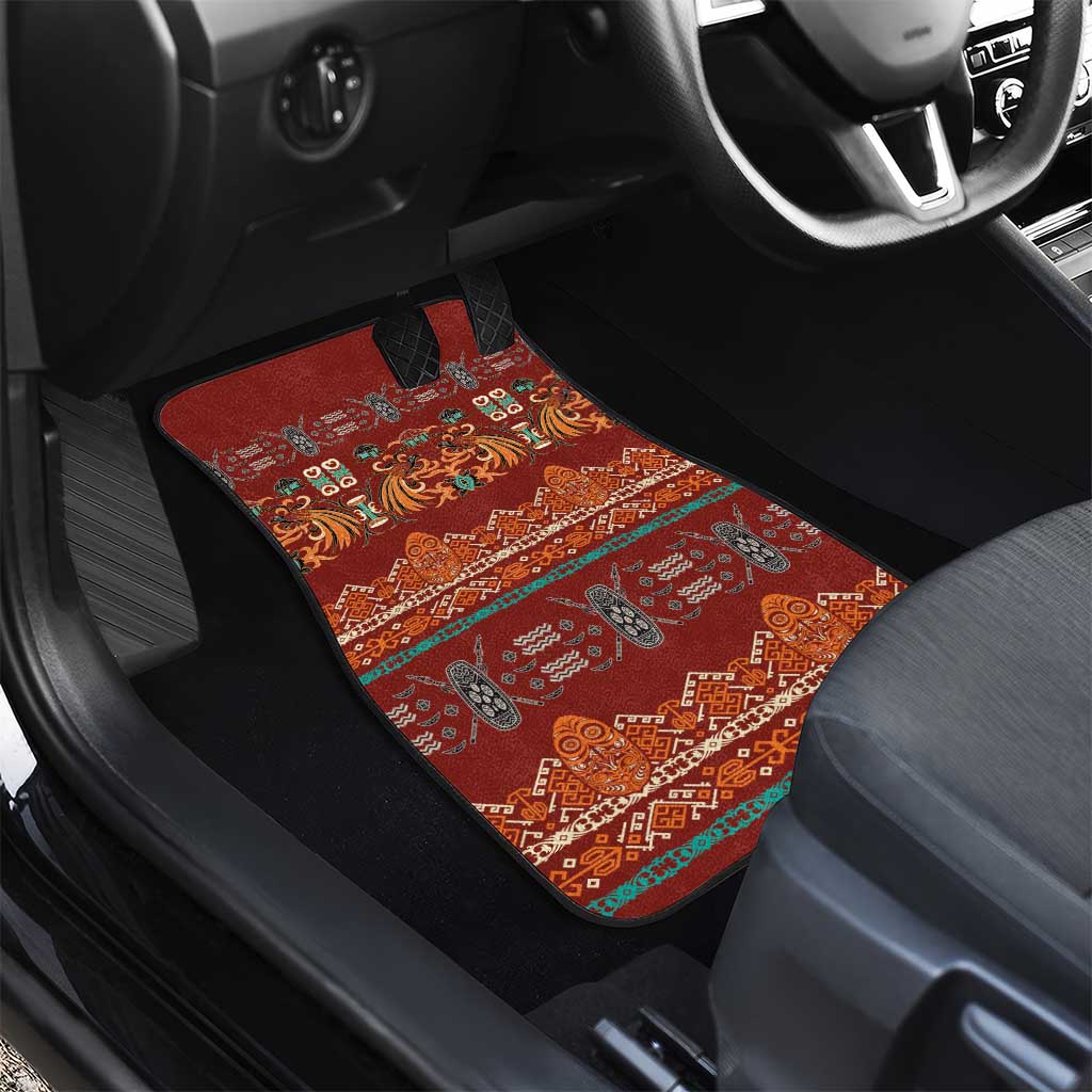 Oxblood Batik Papua-inspired Pattern Car Mats - Polynesian Pride