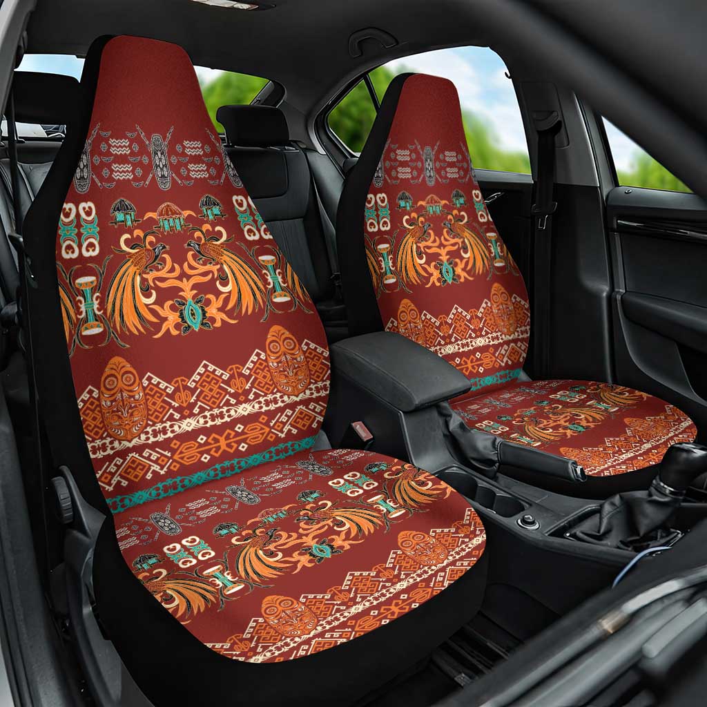 Oxblood Batik Papua-inspired Pattern Car Seat Cover - Polynesian Pride