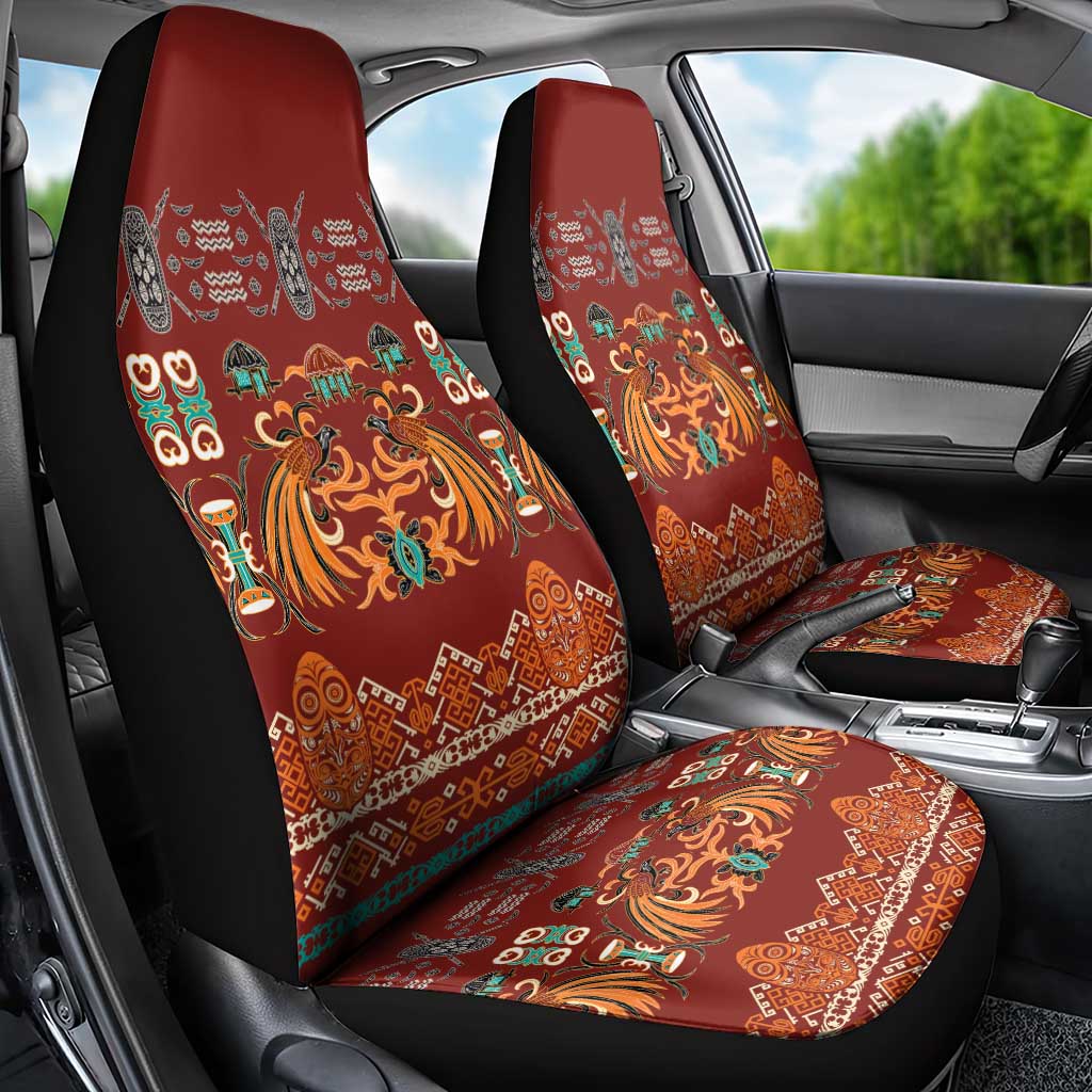 Oxblood Batik Papua-inspired Pattern Car Seat Cover - Polynesian Pride