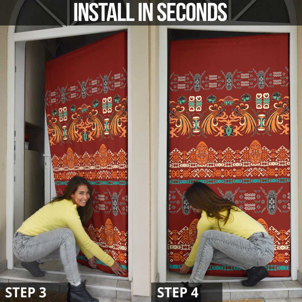 Oxblood Batik Papua-inspired Pattern Door Cover - Polynesian Pride