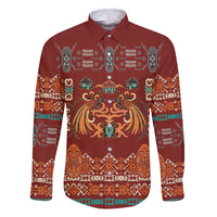 Oxblood Batik Papua-inspired Pattern Family Matching Long Sleeve Bodycon Dress and Hawaiian Shirt - Polynesian Pride