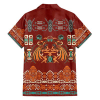 Oxblood Batik Papua-inspired Pattern Family Matching Off Shoulder Short Dress and Hawaiian Shirt - Polynesian Pride