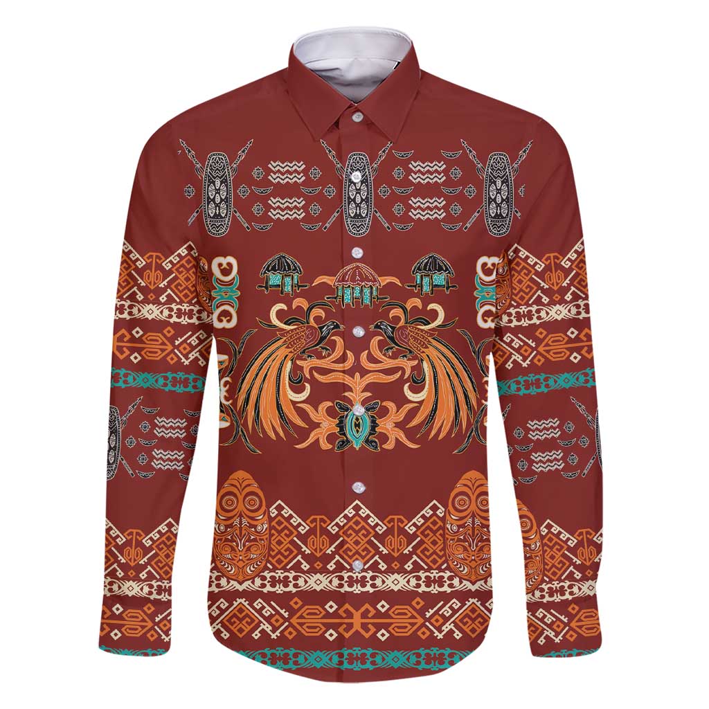 Oxblood Batik Papua-inspired Pattern Family Matching Short Sleeve Bodycon Dress and Hawaiian Shirt - Polynesian Pride