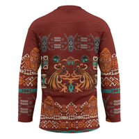 Oxblood Batik Papua-inspired Pattern Hockey Jersey - Polynesian Pride