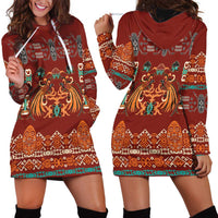 Oxblood Batik Papua-inspired Pattern Hoodie Dress - Polynesian Pride