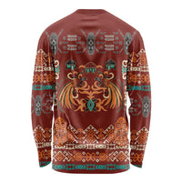 Oxblood Batik Papua-inspired Pattern Long Sleeve Shirt - Polynesian Pride