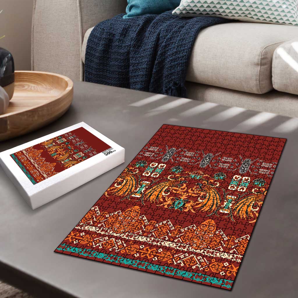 Oxblood Batik Papua-inspired Pattern Puzzle - Polynesian Pride