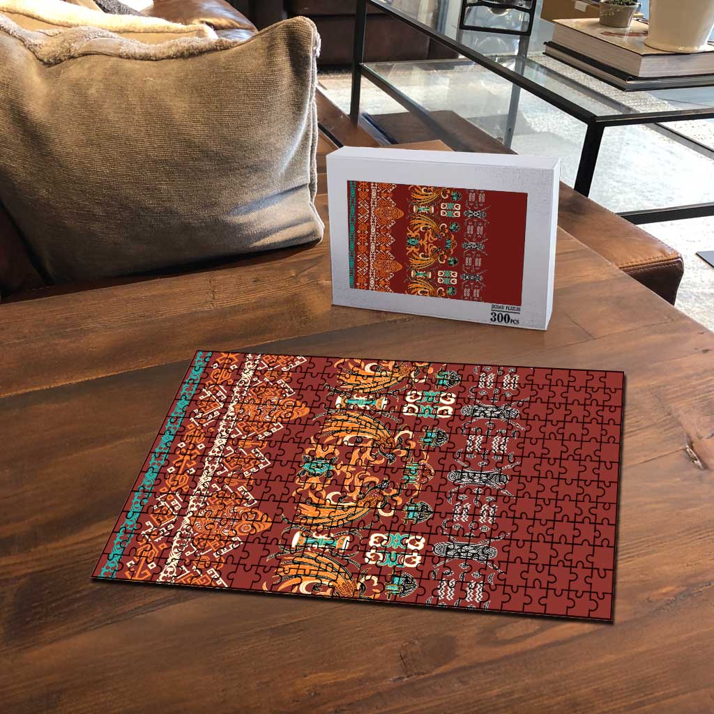 Oxblood Batik Papua-inspired Pattern Puzzle - Polynesian Pride