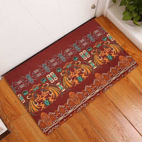 Oxblood Batik Papua-inspired Pattern Rubber Doormat - Polynesian Pride