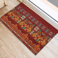 Oxblood Batik Papua-inspired Pattern Rubber Doormat - Polynesian Pride