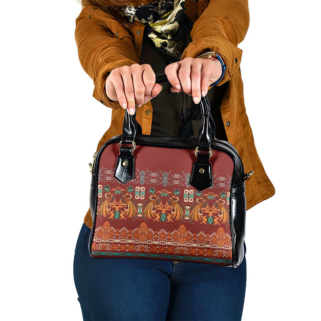 Oxblood Batik Papua-inspired Pattern Shoulder Handbag - Polynesian Pride